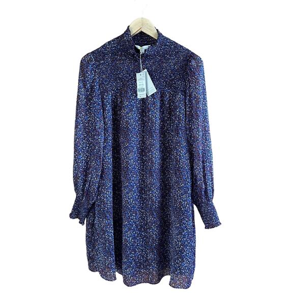 Boden Womens Smocked Midi Dress sz 10R Metallic Flowy Prarie Boho NWT - Picture 1 of 12